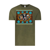 Vintage Olive western baby cow turquoise gemstones  leopards Vintage Tee - BarkalooDesign