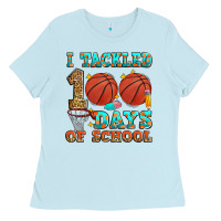 Baby Blue i tackled 100 days of school basketball Ladies Tee - Zillion Design Studio