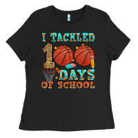 Black i tackled 100 days of school basketball Ladies Tee - Zillion Design Studio
