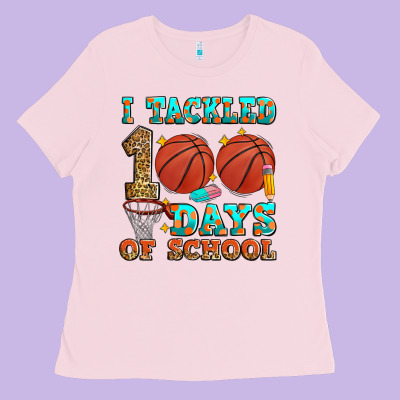I Tackled 100 Days Of School Basketball Ladies Tee Designed By Zillion Design Studio