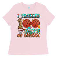 Bubblegum Pink i tackled 100 days of school basketball Ladies Tee - Zillion Design Studio