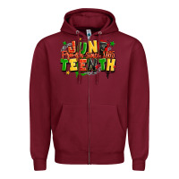 Burgundy juneteenth free ish since 1865 Zipper Hoodie - LillyAllenDesigns