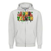 Dove Grey juneteenth free ish since 1865 Zipper Hoodie - LillyAllenDesigns