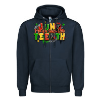 Navy juneteenth free ish since 1865 Zipper Hoodie - LillyAllenDesigns