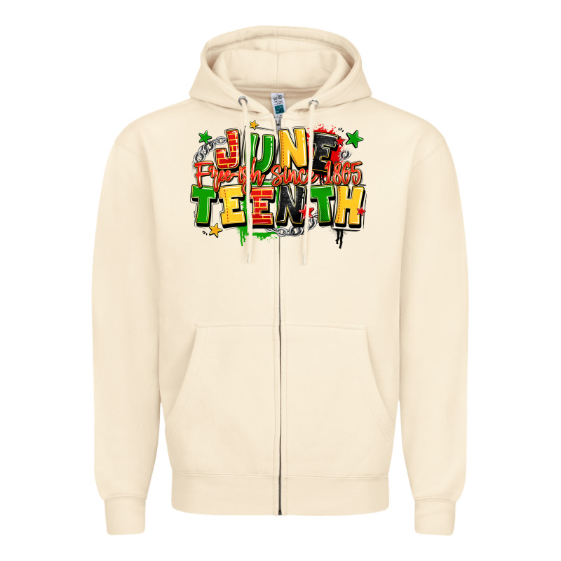 Juneteenth Free Ish Since 1865 Zipper Hoodie by LillyAllenDesigns | Teevron