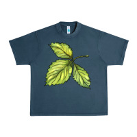 Midnight Navy green leaf Urban Heavy Tee - BarkalooDesign