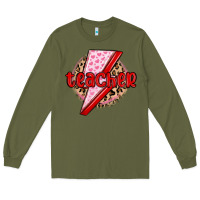 Army Green teacher lightning bolt valentines day Long Sleeve Tee - MaliasSmallBusiness