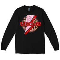 Black teacher lightning bolt valentines day Long Sleeve Tee - MaliasSmallBusiness