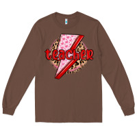 Chestnut teacher lightning bolt valentines day Long Sleeve Tee - MaliasSmallBusiness