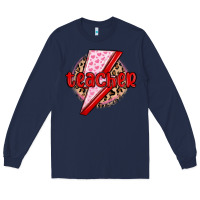 Navy teacher lightning bolt valentines day Long Sleeve Tee - MaliasSmallBusiness