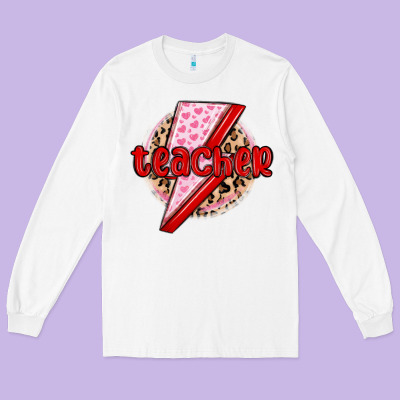 Teacher Lightning Bolt Valentines Day Long Sleeve Tee Designed By Maliassmallbusiness