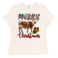 Bone Texas Longhorn Merry Christmas Ladies Tee - RanaPortraitStore