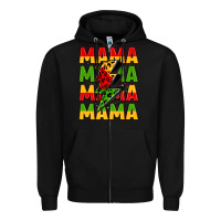 Black mama lightning bolt juneteenth Zipper Hoodie - LillyAllenDesigns