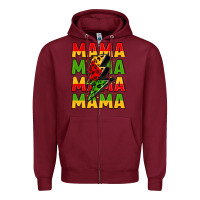 Burgundy mama lightning bolt juneteenth Zipper Hoodie - LillyAllenDesigns