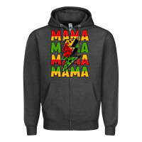 Charcoal Heather mama lightning bolt juneteenth Zipper Hoodie - LillyAllenDesigns
