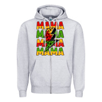 Heather Grey mama lightning bolt juneteenth Zipper Hoodie - LillyAllenDesigns
