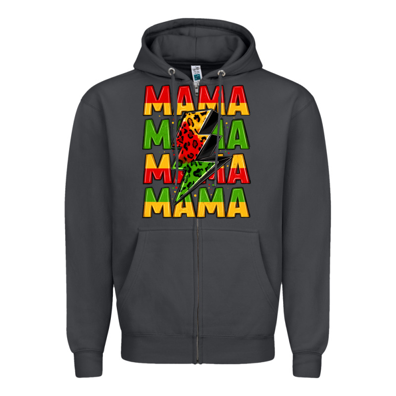 Mama Lightning Bolt Juneteenth Zipper Hoodie by LillyAllenDesigns | Teevron