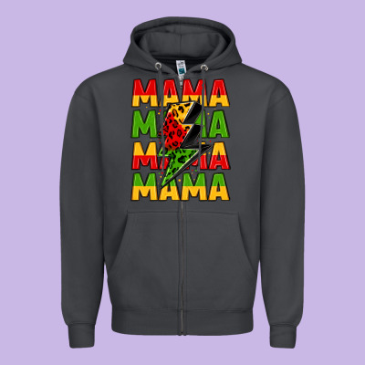 Mama Lightning Bolt Juneteenth Zipper Hoodie Designed By Lillyallendesigns