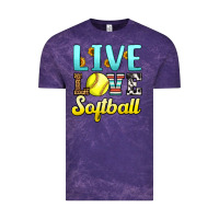 Cloud Purple live love softball Vintage Tee - LillyAllenDesigns