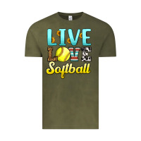 Vintage Olive live love softball Vintage Tee - LillyAllenDesigns