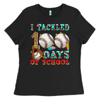 Black i tackled 100 days of school baseball Ladies Tee - Zillion Design Studio