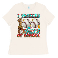 Bone i tackled 100 days of school baseball Ladies Tee - Zillion Design Studio