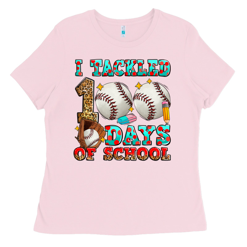 I Tackled 100 Days Of School Baseball Ladies Tee by Zillion Design Studio | Teevron