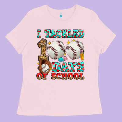 I Tackled 100 Days Of School Baseball Ladies Tee Designed By Zillion Design Studio