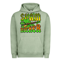 Pigment Oil Green St. Patrick’s Day sham rocker with guitar Urban Hoodie - OliviaCreatesArt