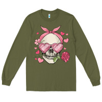 Army Green valentine's day skull Long Sleeve Tee - MaliasSmallBusiness