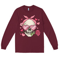 Burgundy valentine's day skull Long Sleeve Tee - MaliasSmallBusiness