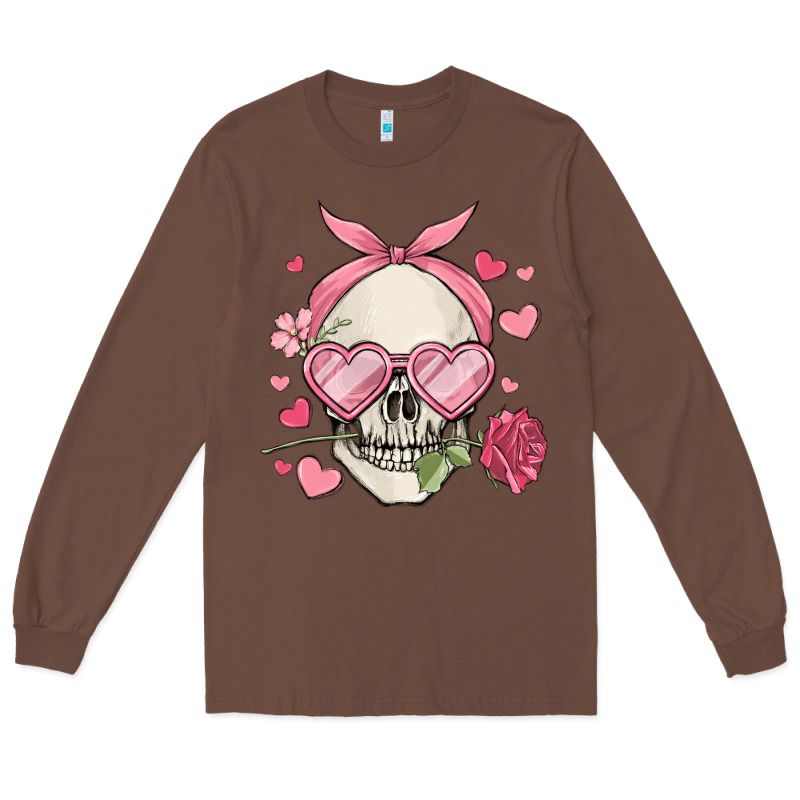 Valentine's Day Skull Long Sleeve Tee by MaliasSmallBusiness | Teevron