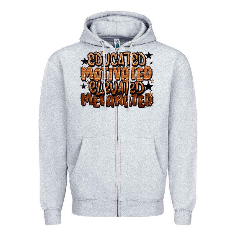 Educated Motivated Elevated Melanated Zipper Hoodie by LillyAllenDesigns | Teevron