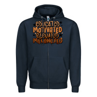 Navy educated motivated elevated melanated Zipper Hoodie - LillyAllenDesigns