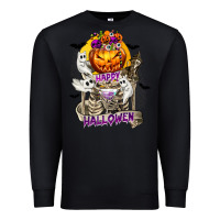 Black Happy Halloween with Skeleton Premium Sweatshirt - texasbilliewilder