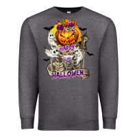 Charcoal Heather Happy Halloween with Skeleton Premium Sweatshirt - texasbilliewilder