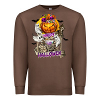Chestnut Happy Halloween with Skeleton Premium Sweatshirt - texasbilliewilder