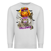 Dove Grey Happy Halloween with Skeleton Premium Sweatshirt - texasbilliewilder