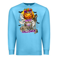 Ocean Blue Happy Halloween with Skeleton Premium Sweatshirt - texasbilliewilder