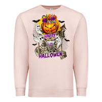 Pale Pink Happy Halloween with Skeleton Premium Sweatshirt - texasbilliewilder