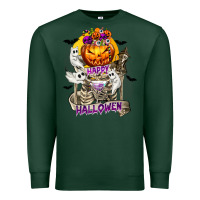 Sports Green Happy Halloween with Skeleton Premium Sweatshirt - texasbilliewilder