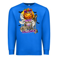 True Royal Happy Halloween with Skeleton Premium Sweatshirt - texasbilliewilder