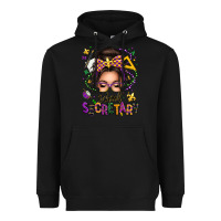 Black mardi gras school secretary caucasian messy bun Heavyweight Hoodie - texasbilliewilder