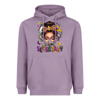 Lavender mardi gras school secretary caucasian messy bun Heavyweight Hoodie - texasbilliewilder