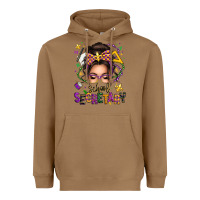 Mardi Gras School Secretary Caucasian Messy Bun Heavyweight Hoodie | Teevron