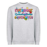 Heather Grey everyone communicates differently Heavyweight Sweatshirt - MaliasSmallBusiness