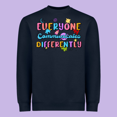 Everyone Communicates Differently Heavyweight Sweatshirt Designed By Maliassmallbusiness