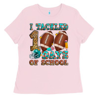 Bubblegum Pink i tackled 100 days of school american football Ladies Tee - Zillion Design Studio