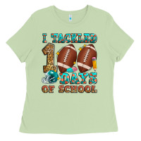 Matcha i tackled 100 days of school american football Ladies Tee - Zillion Design Studio