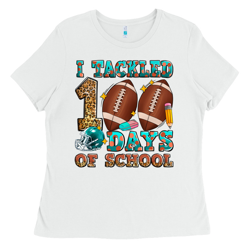 I Tackled 100 Days Of School American Football Ladies Tee by Zillion Design Studio | Teevron